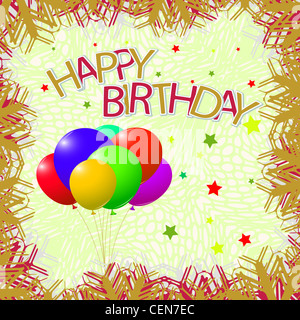 Vorlage Geburtstag Grußkarte, abstrakte Kunst Vektorgrafik; Bild enthält Transparenz Stockfoto