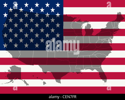 USA-Flagge und Karte, abstrakte Kunst-Vektorgrafik Stockfoto