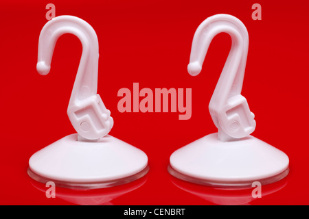 Zwei Druck-Saugnapf Haken Halter Stockfoto
