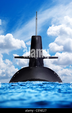 U-Boot auf dem offenen Meer Stockfoto