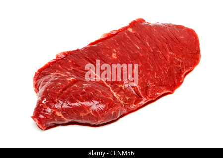 Rohes Steak auf weißem Hintergrund Stockfoto