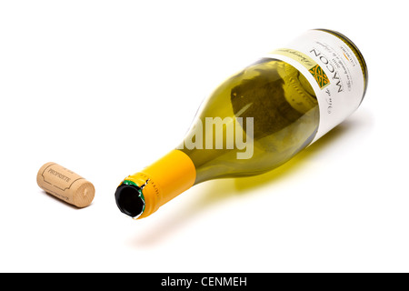 Leere Weinflasche auf der Seite - Alkoholalkoholkonzept, Konzepte Stockfoto