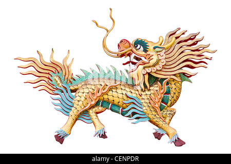 Chinesisches Einhorn im chinesischen Tempel in Chonburi Thailand Stockfoto