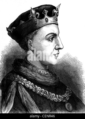 Heinrich v. (1387-1422) König von England von 1413 Holzstich Ende des XIX. Jahrhunderts - London Stockfoto