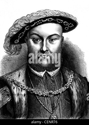 Heinrich VIII. (1491-1547) König von England von 1509. Holzstich-Ende des XIX. Jahrhunderts - London Stockfoto