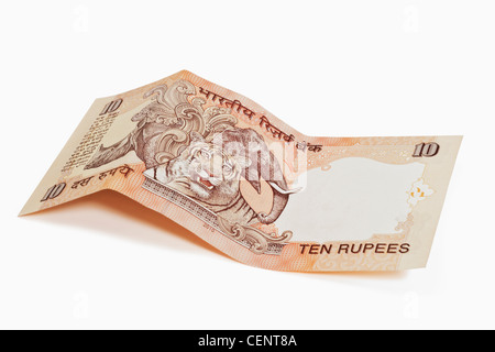 Rückseite des indischen 10 Rupie Rechnung, Indien, Asien Stockfoto