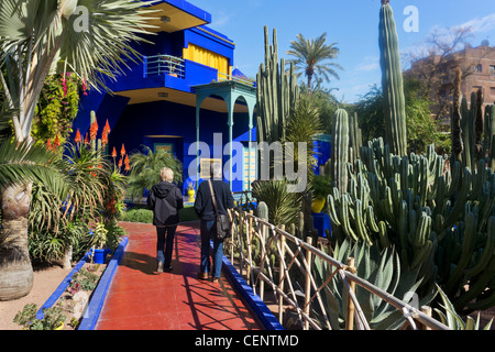 Jardin Majorelle. Art deco Villa in der Mitte des Garten Majorelle, Marrakech, Marokko, Nordafrika Stockfoto