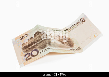 Rückseite der 20 Yuan Rechnung. Die chinesische Währung Renminbi, wurde 1949 eingeführt, nach der Gründung der Volksrepublik China. Stockfoto
