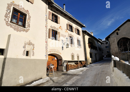 Guarda, Unterengadin, Engadin, Graubünden. Schweiz Stockfoto