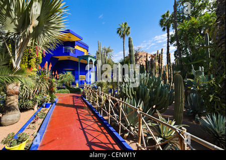 Jardin Majorelle. Art deco Villa in der Mitte des Garten Majorelle, Marrakech, Marokko, Nordafrika Stockfoto