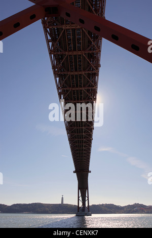 Ponte de 25 de Abril, Hängebrücke über den Fluss Tejo Almada, Lissabon herstellen. Stockfoto