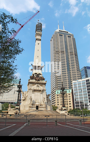 Die Indiana Soldiers and Sailors' Monument im Zentrum der Innenstadt von Indianapolis Stockfoto