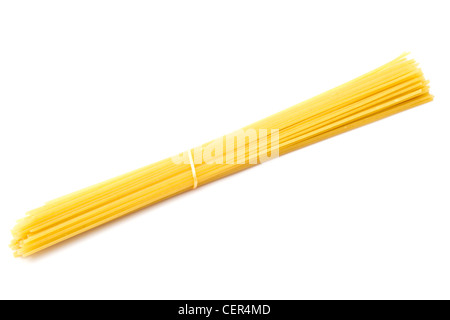 Reihe von Spaghetti isoliert auf weißem Hintergrund Stockfoto