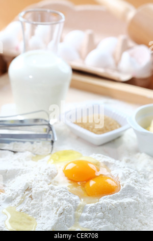 Backzutaten für Kuchen, Gebäck oder cookies Stockfoto