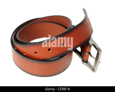 Gürtel, Ledergürtel, Gürtel auf weißem Hintergrund Stockfoto