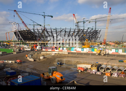 London 2012 Olympische Stadion im Bau in Stratford. Stockfoto