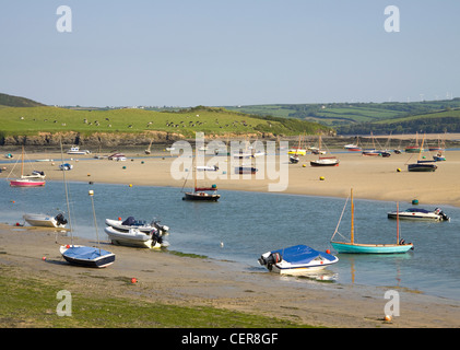 Porthilly Bucht und der Mündung des Flusses Camel in der Nähe von Rock in North Cornwall. Stockfoto