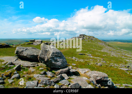 Die felsigen Gipfel der grobe Tor auf Bodmin Moor, die zusammen mit Brown Willy die beiden höchsten Punkte in Cornwall sind. Stockfoto