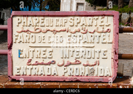 Zeichen der Cap Spartel, Tanger, Marokko, Nordafrika Stockfoto