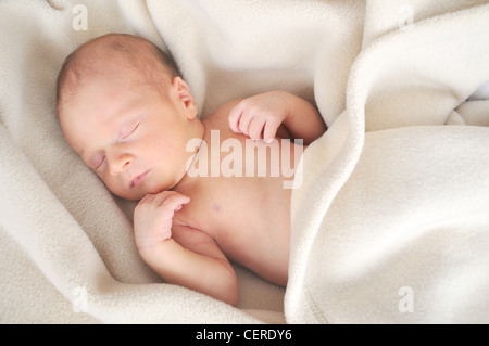 Neugeborene schlafen in Decke gehüllt Stockfoto