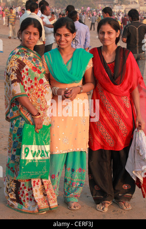 Indien, Maharashtra, Mumbai, Chowpatty Beach, Menschen, Freizeit, Stockfoto
