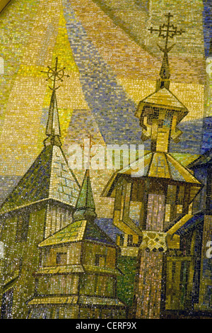 Mittelalterlichen kirchlichen Keramik Medaillon Fliese Kunst - Basilika von National Shrine of the Immaculate Conception Washington DC Stockfoto