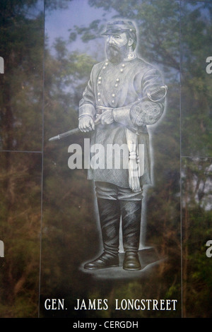 Ein Bild der Konföderierten Armee General James Longstreet im Stonewall Speicher Gärten Friedhof Prince William County VA Stockfoto