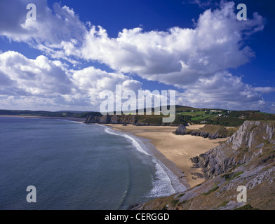 Drei Klippen Bucht und Pobbles Bay auf der Gower-Halbinsel. Stockfoto