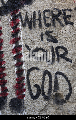 "wo ist dein Gott", Graffiti, zentral-Lissabon, Portugal Stockfoto