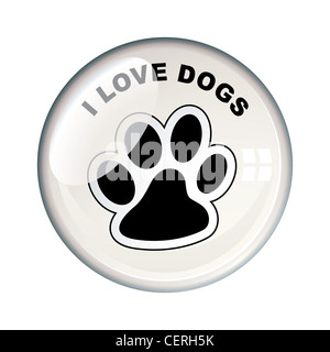 Zeigen Sie Ihre Liebe für Hunde mit diesem Paw print Bacge Symbol Stockfoto