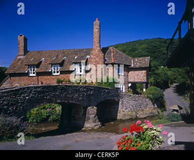 Der Pack-Pferd-Brücke bei Allerford. Stockfoto