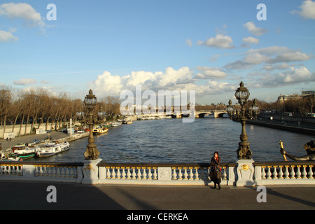 Pont Alexandre III (entworfen von den Architekten Rιsal und Alby und Baujahr 1896-1900), Paris, Île-de-France, Frankreich Stockfoto