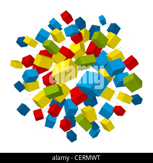 Farbigen Kästchen explosion Stockfoto