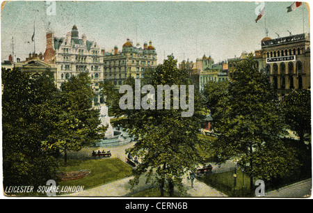 Vereinigtes Königreich - ca. 1907: Reproduktion von antiken Postkarte zeigt Leicester Square, London, Stockfoto