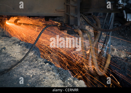 Geschmolzenes Eisen in der Nähe erschossen Stockfoto