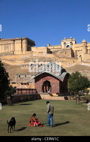 Indien, Rajasthan, Jaipur, Bernstein, Fort, Stockfoto