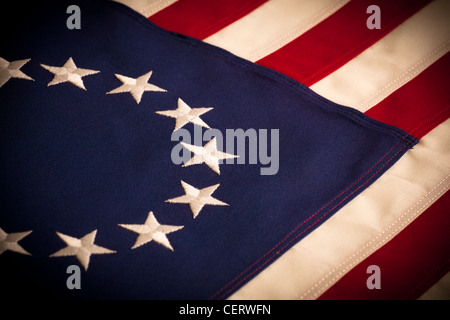 Eine Betsy Ross, 13 Sterne, amerikanische Flagge Stockfoto