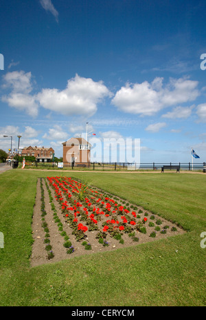 Ein Blick in Richtung Mundesley Maritime Museum. Stockfoto