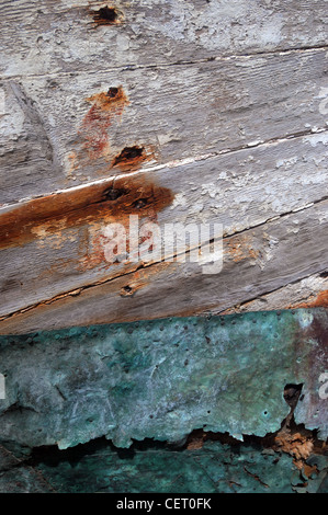 Detail des Rumpfes der alten Boot, Ushuaia, Feuerland, Patagonien, Argentinien Stockfoto