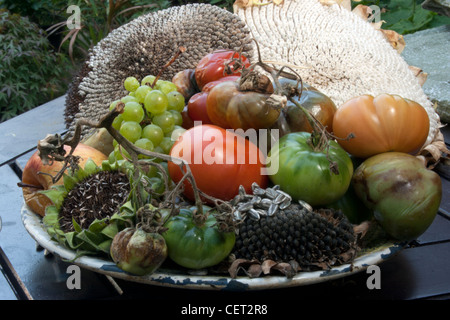 Ein Teller mit faulen Obst und Gemüse Stockfoto