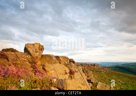 Der Knuckle Stein auf Carhead Felsen in der Peak District National Park. Stockfoto