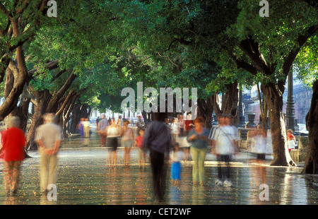 Menschen flanieren an El Prado (Paseo del Prado), Havanna, Kuba Stockfoto