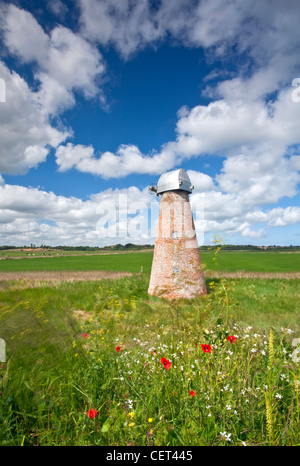 Verfallene Mühle durch den Fluß Blyth auf die Sümpfe am Walberswick. Stockfoto