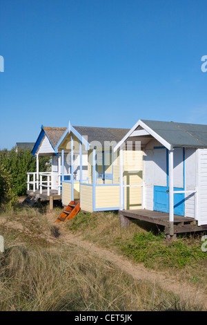Strandhütten an alten Hunstanton an der Nofolk Küste. Stockfoto