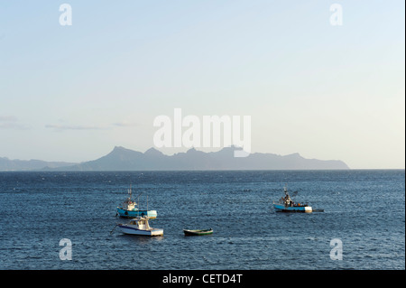 Insel Sao Vicente gesehen von Porto Novo, Santo Antao, Kapverdische Inseln, Afrika Stockfoto