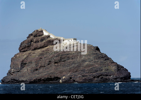 Leuchtturm Ilheu Dos Passaros Vor Mindelo, Sao Vicente, Kap-Verde Inseln, Afrika Stockfoto