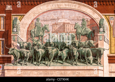 Chisholm Trail Wandbild, Fort Worth Stockfoto