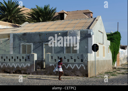Haus in Sal Rei, Boa Vista, Kapverdische Inseln, Afrika-Haus in Sal Rei, Boa Vista, Kapverden, Afrika Stockfoto