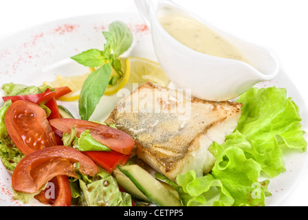 Leckerer Fisch Zander mit Gemüse-mix Stockfoto