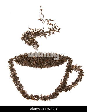 aromatische Tasse Tee schwarz trocken Tee Blätter Stockfoto